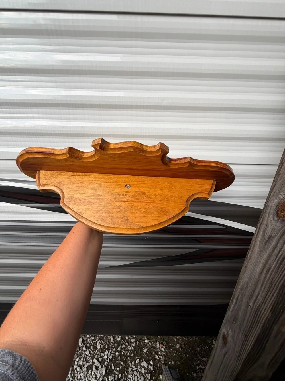 Vintage Handmade Wooden Wall Display Shelf cottage core or mcm